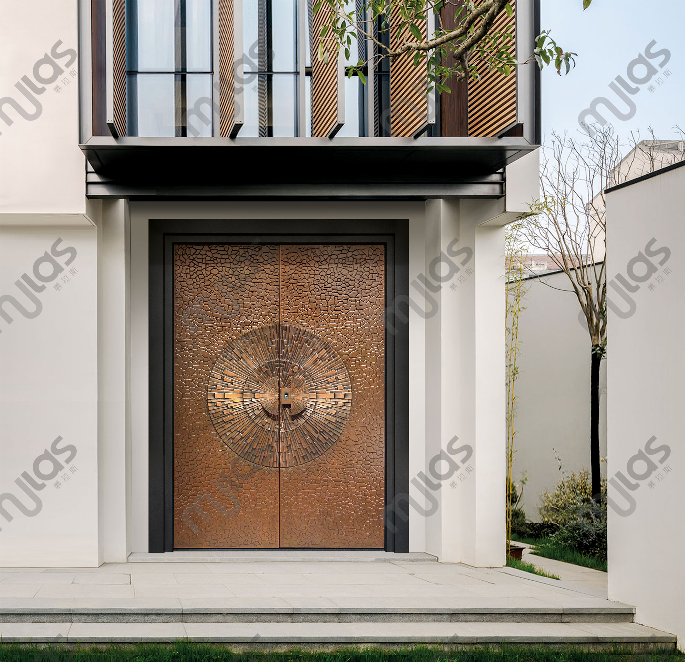 新中式别墅铜门效果图图片