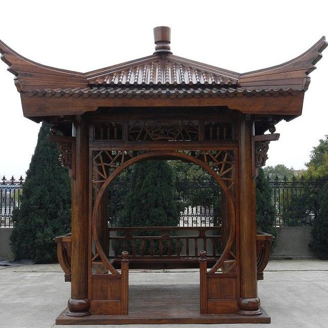 户外防腐木仿古凉亭碳化木实木亭子防腐木凉亭