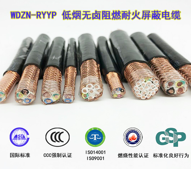 wdzn-ryyp屬於阻燃耐火屏蔽環保型軟電纜,其中r表示軟導體結構,另外兩