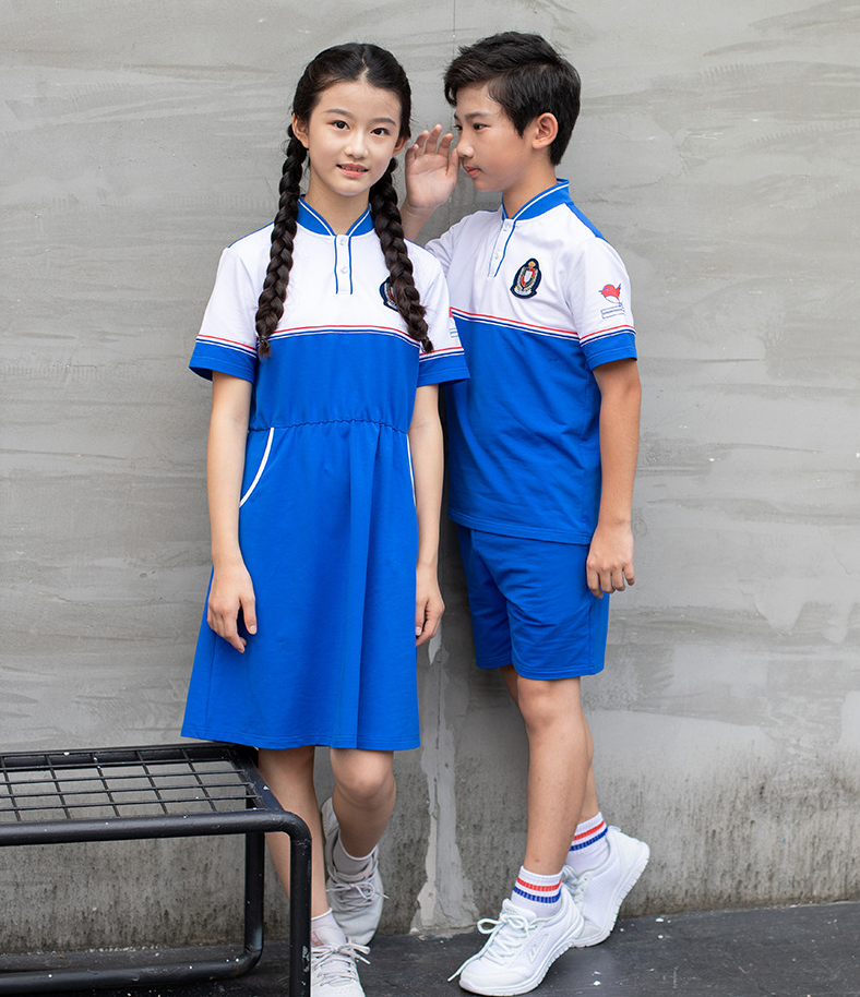 运动套装校服厂家艾咪天使中小学班服短袖长裤校服定做批发