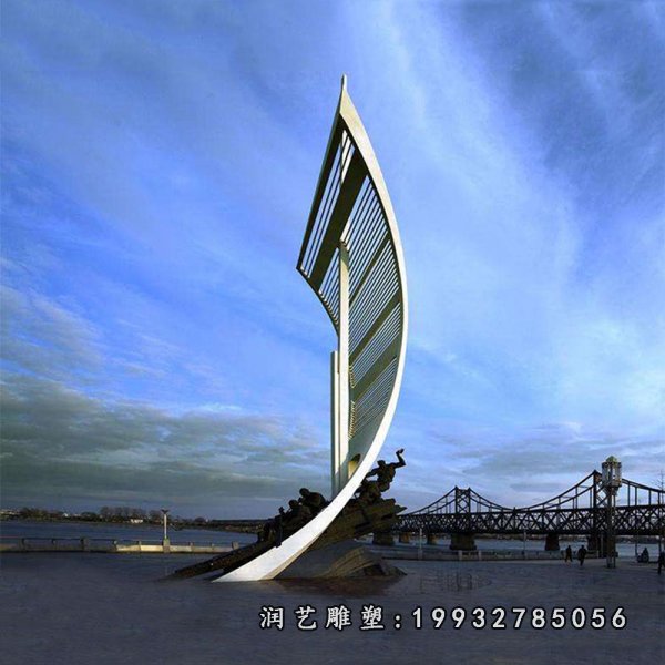 不锈钢户外船景观雕塑