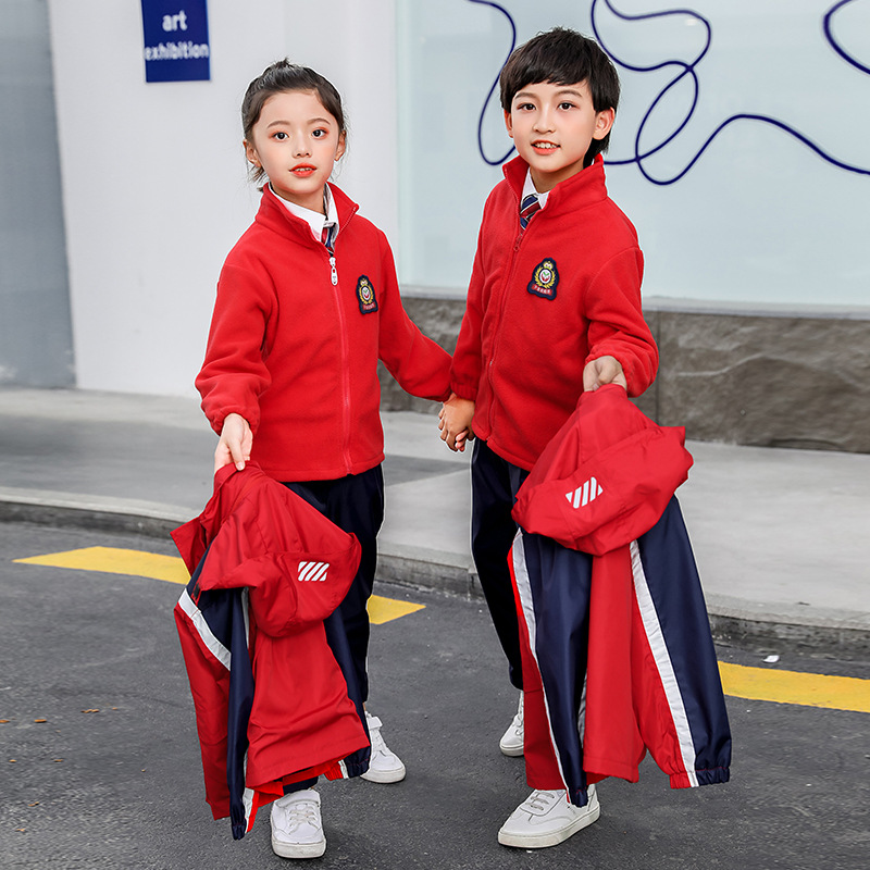 红色学生装校服定制艾咪天使中小学班服团体服