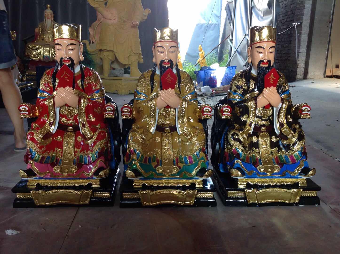 三官大帝神像雕塑三元三品三官大帝神像批发树脂彩绘大全