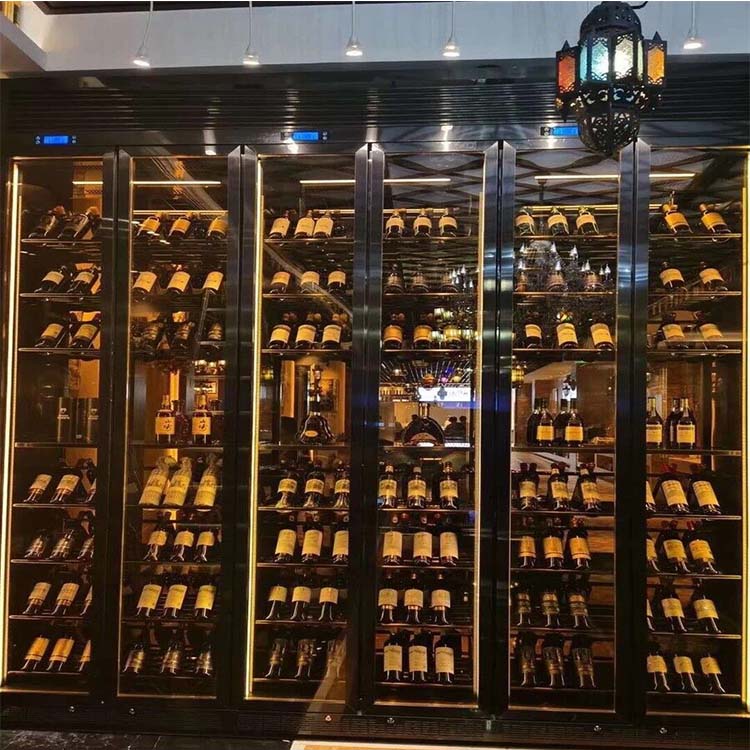不锈钢恒温酒柜现代中式风格别墅豪宅酒柜定制酒店红酒柜
