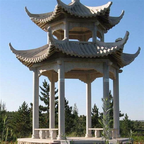 户外石亭子六角花岗岩石凉亭 大理石青石石材 中式欧式石凉亭