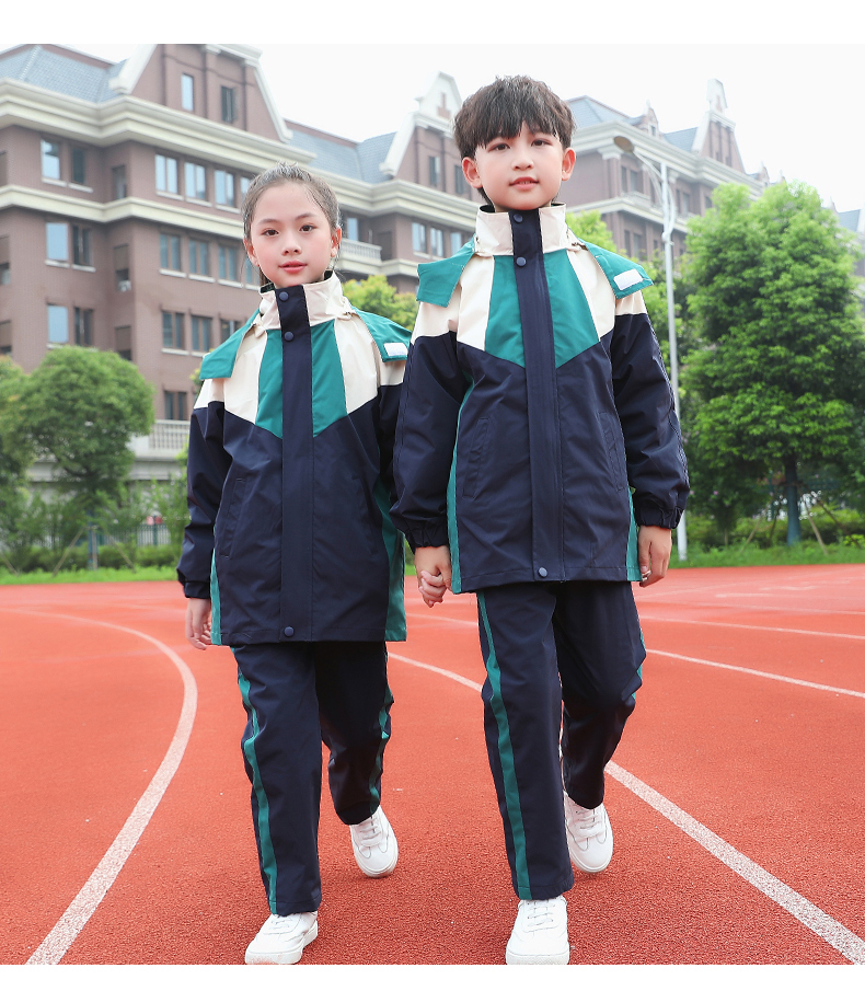 运动保暖外套校服艾咪天使撞色拼接三合一冲锋衣套装校服批发