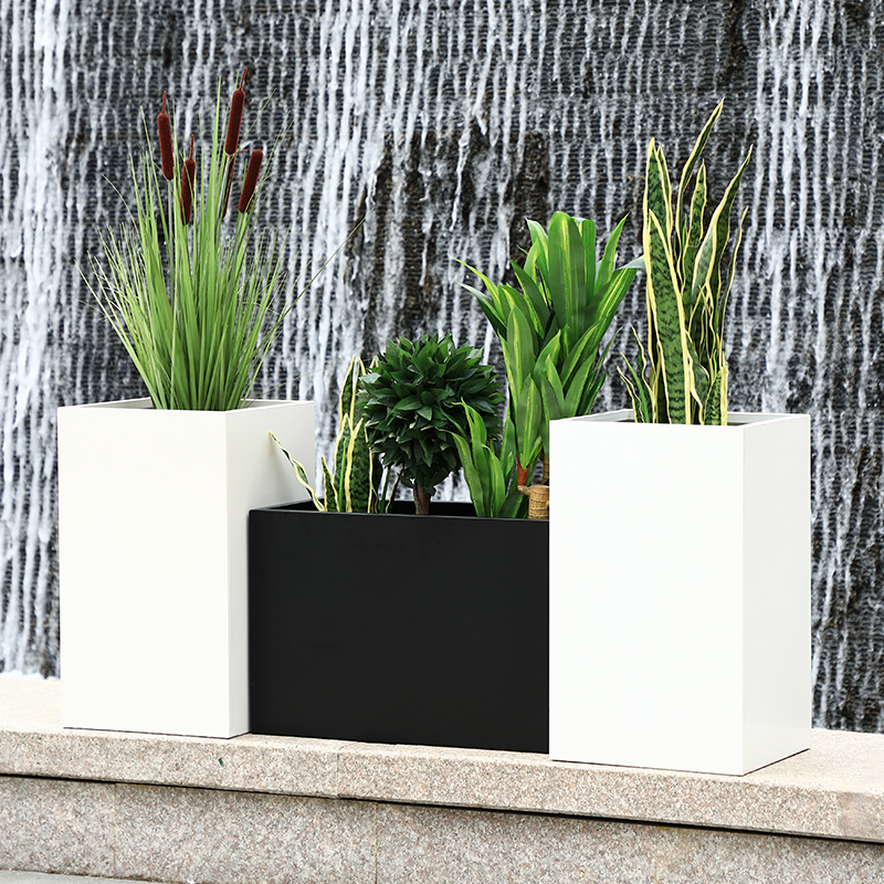 玻璃钢花箱方形花盆 市政街道花槽花坛 移动花箱种植池定制厂家