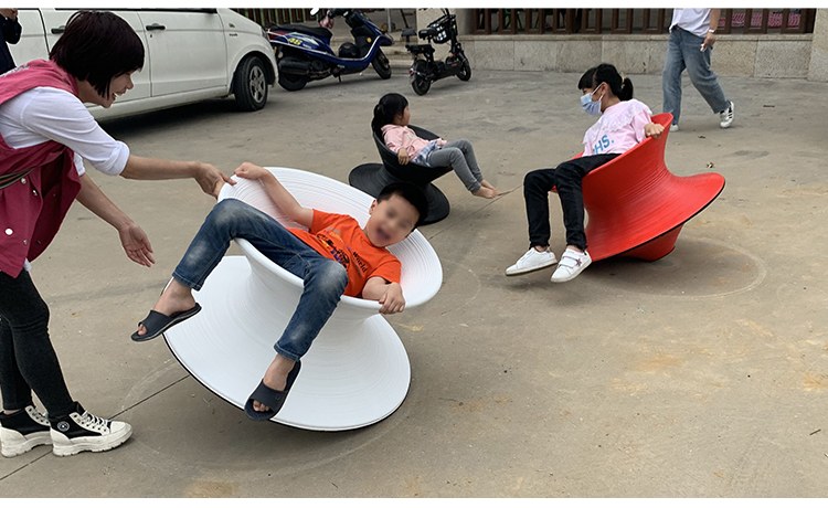 商场玻璃钢陀螺椅子旋转不倒翁休闲座椅360度公园儿童区户外凳子