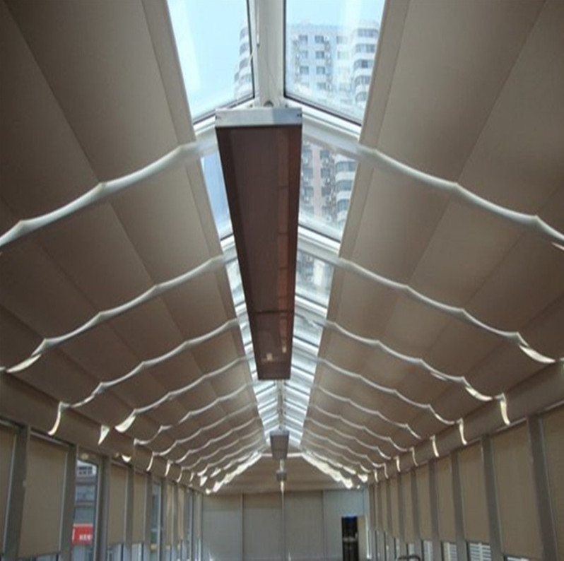 采光玻璃顶电动天棚帘隔热防紫外线商场顶棚遮阳帘上门设计博纳思遮阳