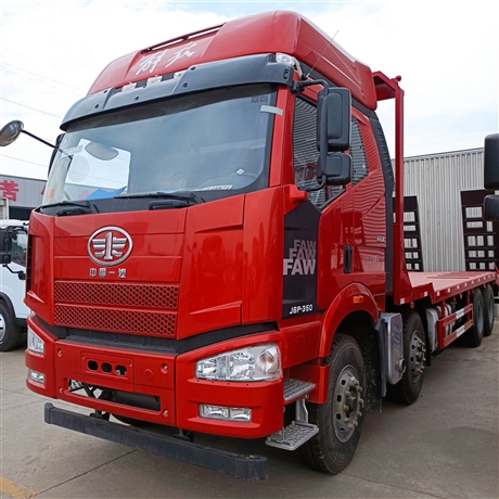 330挖机平板拖车 解放前四后八高底版 国六锡柴420马力 多马力定制