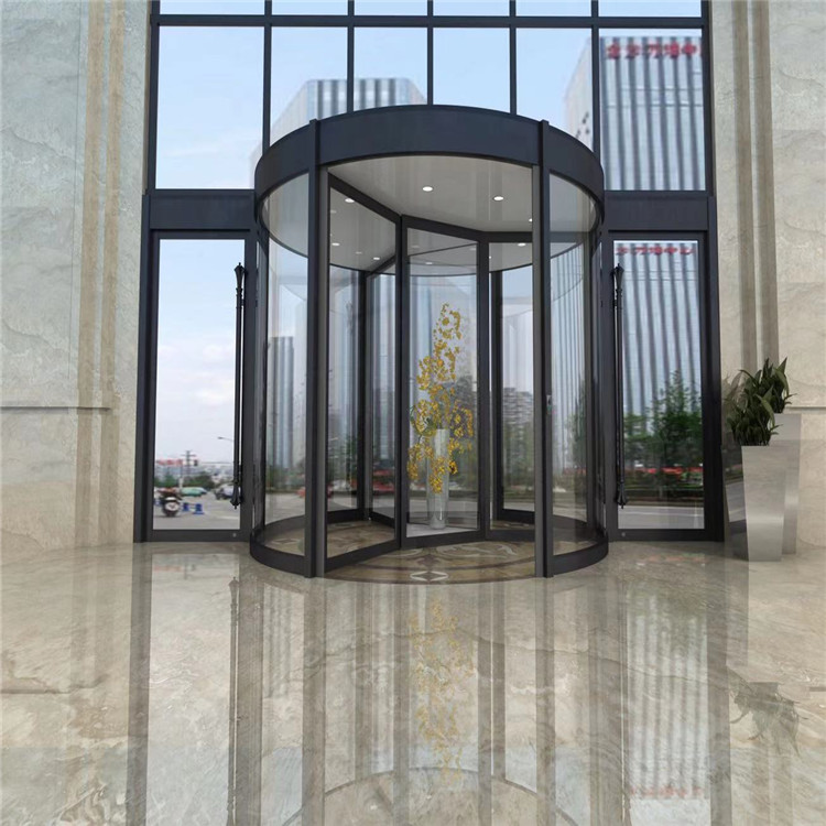 青岛旋转玻璃门两翼三翼四翼旋转门感应旋转门定制龙丁