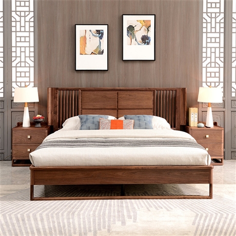 新中式实木床现代简约18米15主卧室储物双人床金丝檀木轻奢家具实