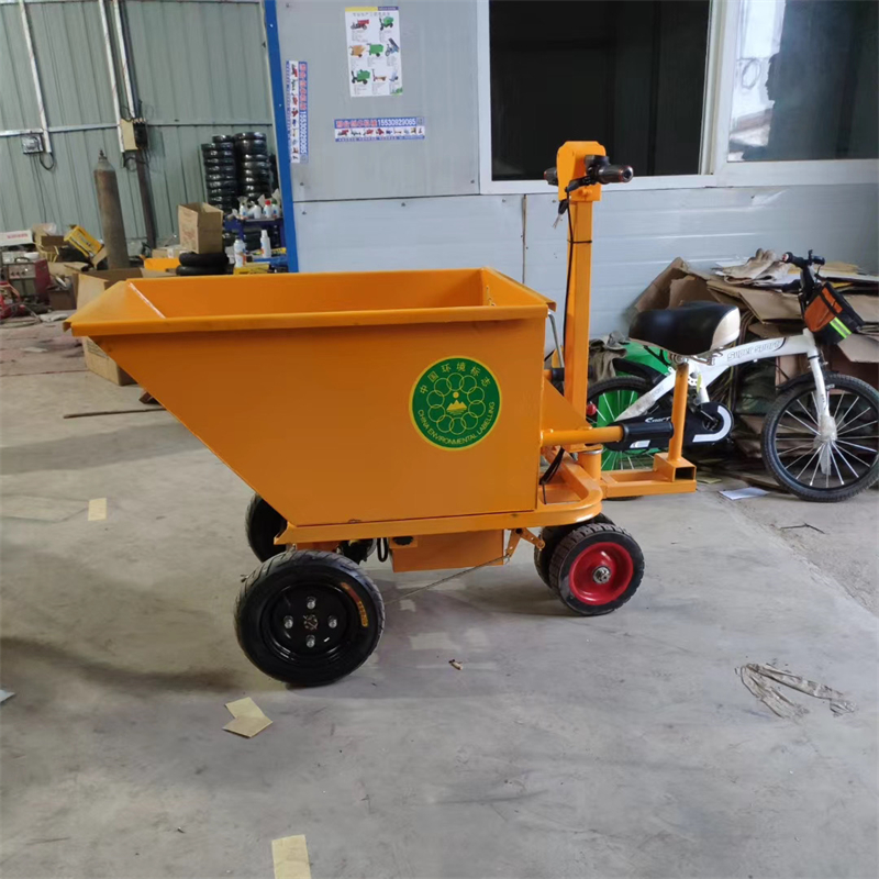 电动手推建筑灰斗车 工程翻斗三轮车 拉灰电动灰斗车