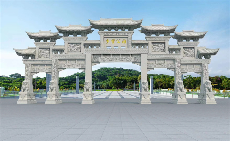 功德石牌坊景区石牌坊厂家华恒石雕冲天柱石牌坊