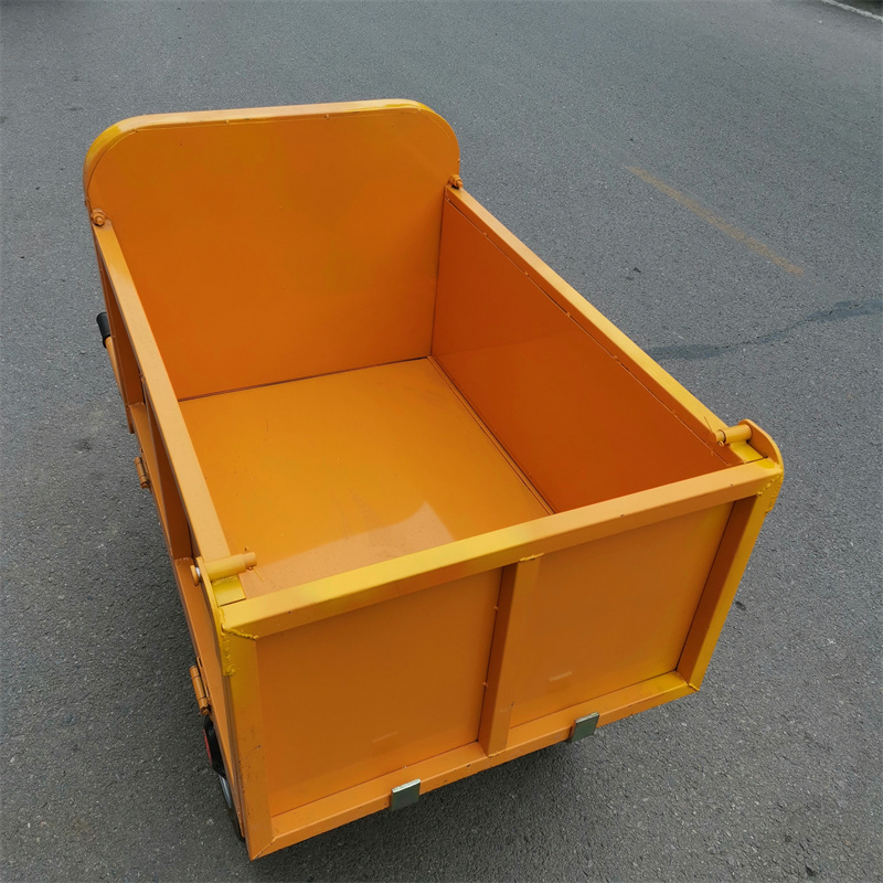 手推三开门工地灰斗车建筑工地运料电动翻斗车小型电动灰斗车