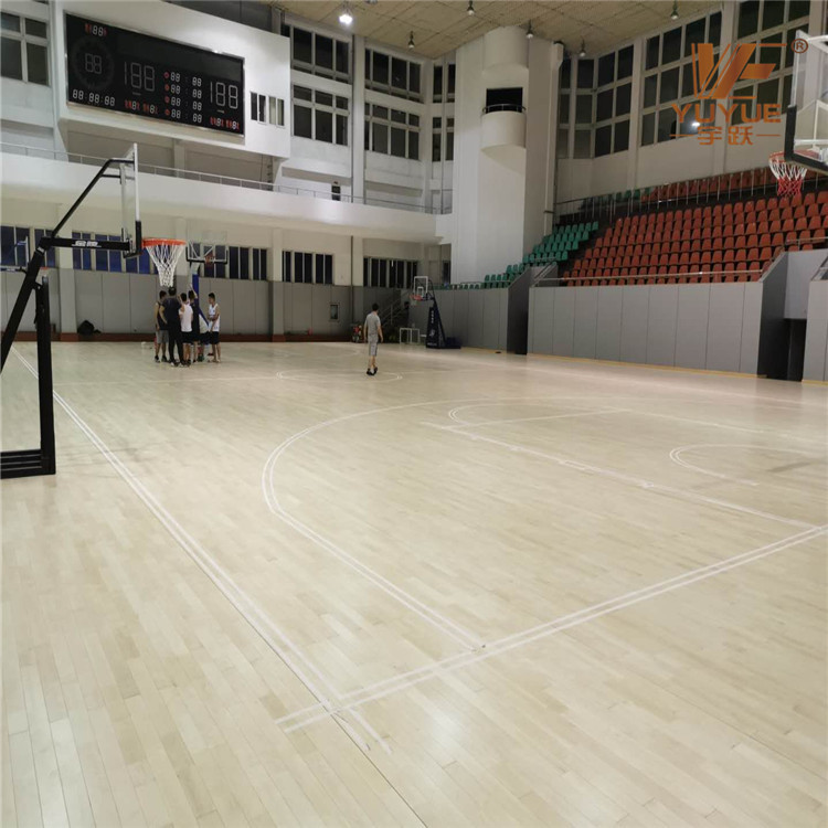 宇跃NBA室内篮球馆木地板 合肥枫桦木实木 运动木地板厂家