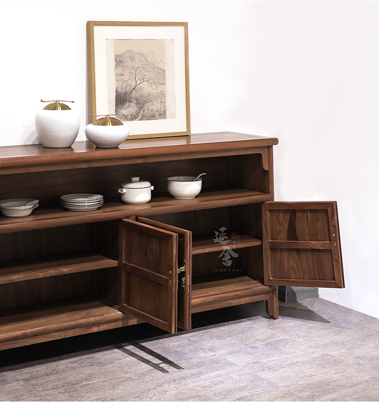 新中式茶水柜实木餐边柜客厅边几白蜡木原木色茶叶柜茶室矮柜定制