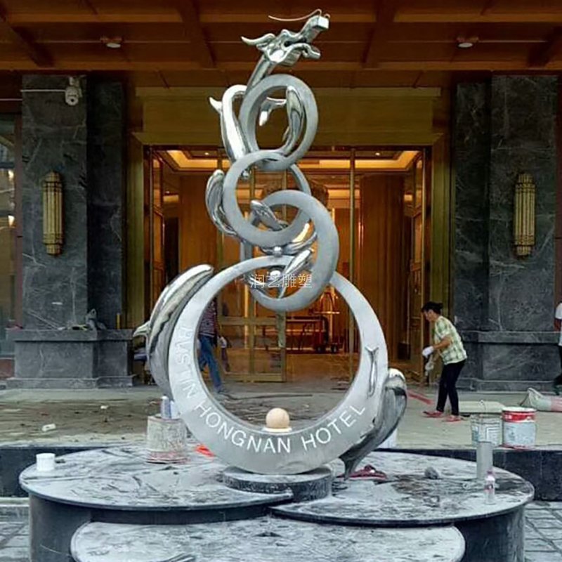 不锈钢城市抽象龙动物雕塑