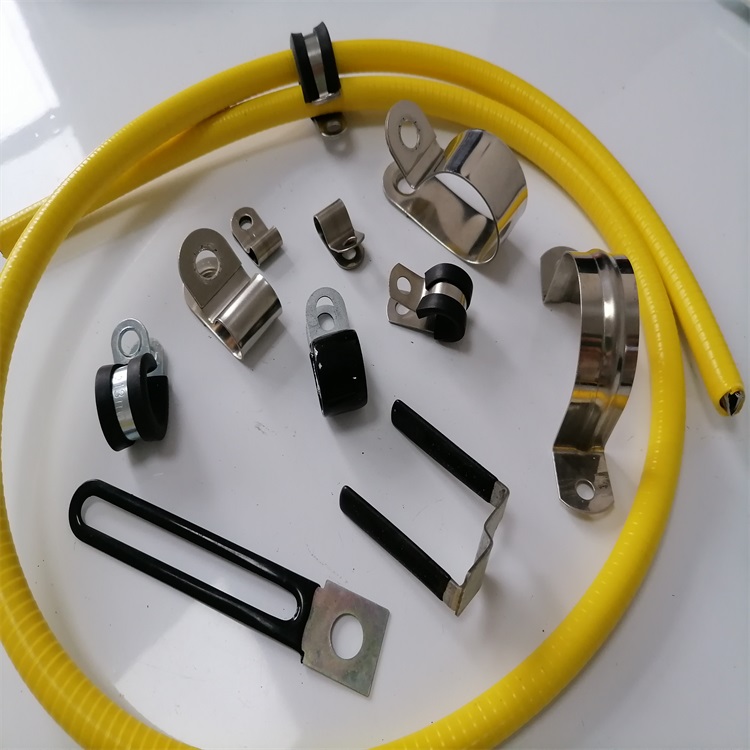 高压低压带绝缘垫金属软管夹 Φ10包胶r型线束卡子 抱箍卡箍