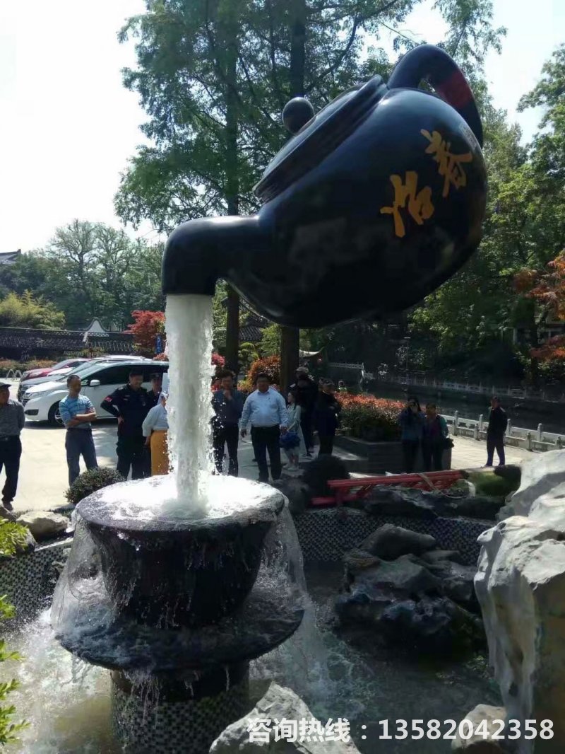 江苏扬州冶春茶社天壶雕塑悬空流水壶