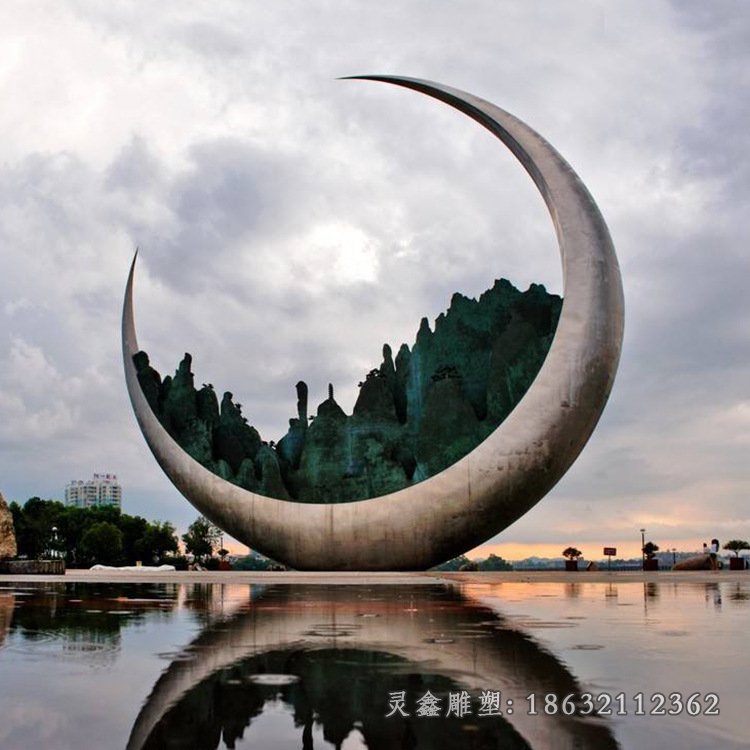 公园月亮抽象景观雕塑