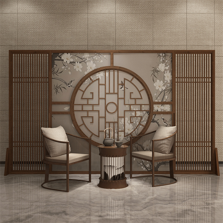 定制 新中式禅意实木屏风 玄关装饰 隔断墙屏风 茶室办公室客厅酒店