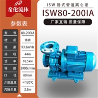 厂家直营 ISW80-200IA 卧式铸铁管道离心泵