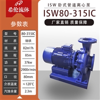 工业排水离心泵 卧式铸铁 ISW80-315IC 可定制