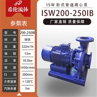 无泄漏型增压水泵 铸铁管道离心泵 ISW200-250IB