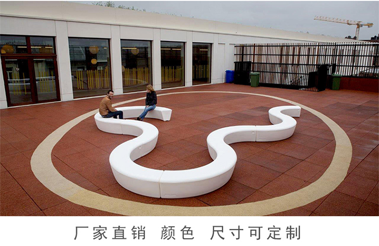 玻璃钢树池坐凳玻璃钢长条弧形坐凳户外广场围树座椅杜克雕塑