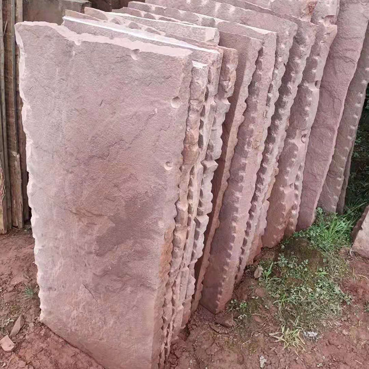 红砂岩自然面 天然红色石材铺地
