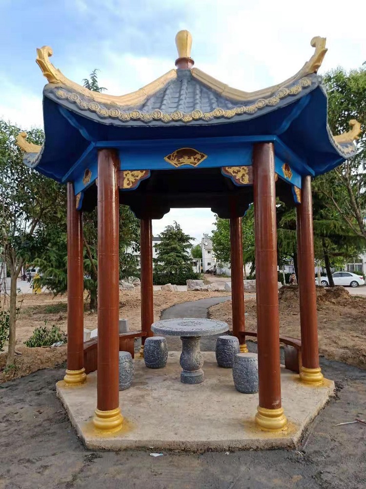 山东销售仿木凉亭价格水泥亭台生产多种尺寸样式可选