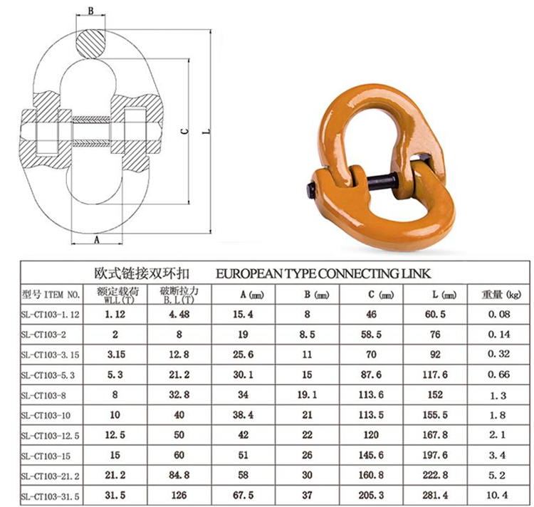 成华牌链条连接双环扣新型蝴蝶扣件th系列矿用链条连接环