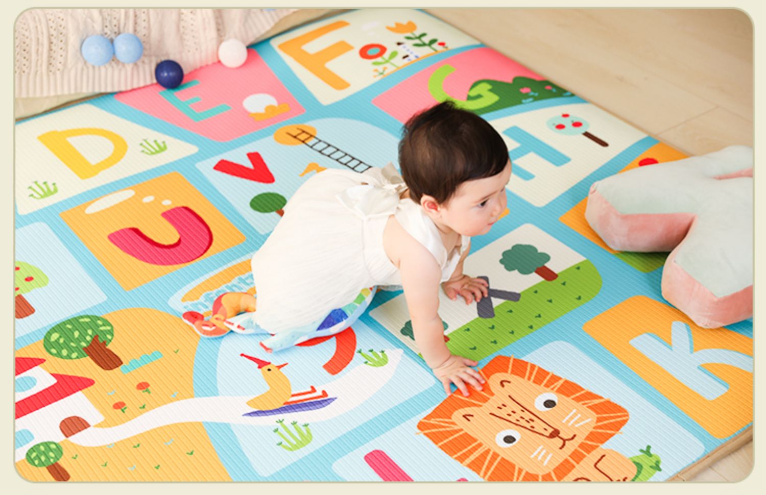 vpaw儿童爬行垫布面爬爬垫加厚家用婴儿宝宝垫客厅xpe地垫游戏垫