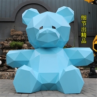 不锈钢几何熊雕塑 铁艺切面熊雕塑