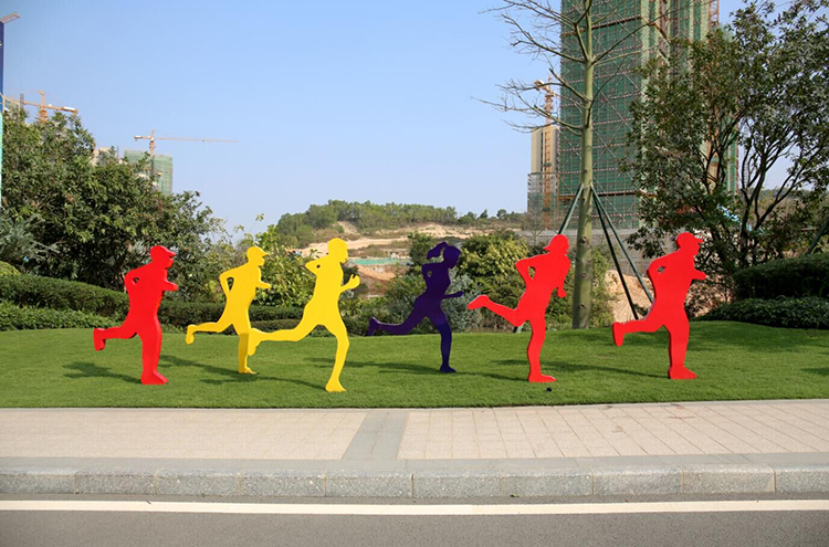 连云港剪影人物雕塑玻璃钢跑步运动摆件公园林景观小品杜克雕塑