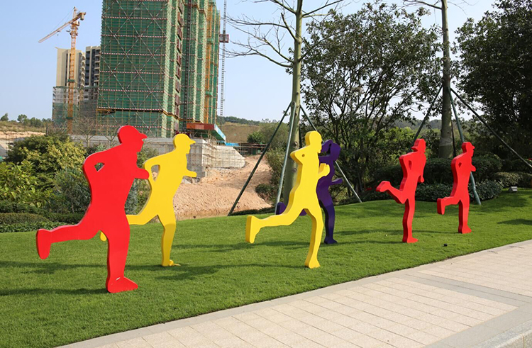 连云港剪影人物雕塑玻璃钢跑步运动摆件公园林景观小品杜克雕塑