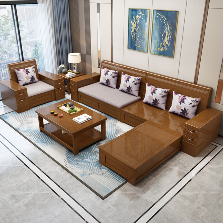新中式实木沙发组合高档中式东南亚木质沙发