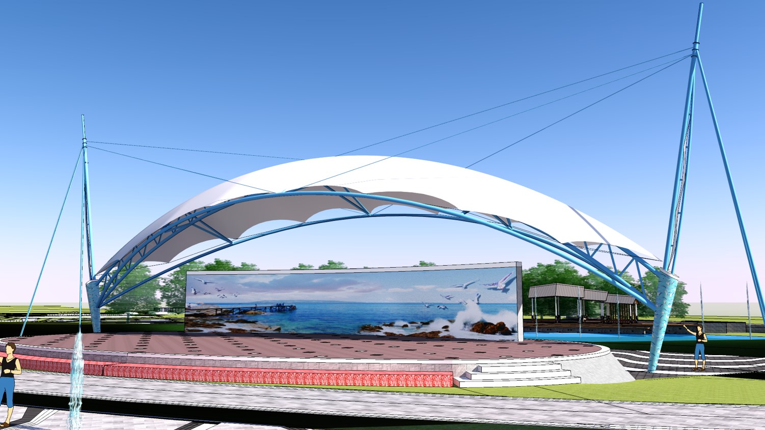 空间膜结构车棚索膜结构定制厂家