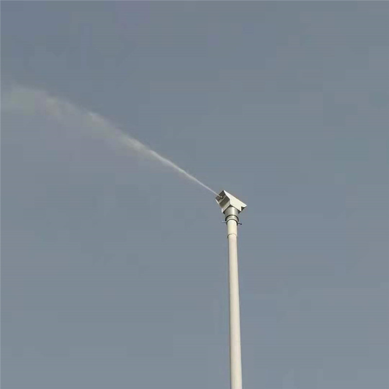 高压喷雾自旋转智能喷雾装置,简称雾桩,通过高压远距离喷射水雾,达到