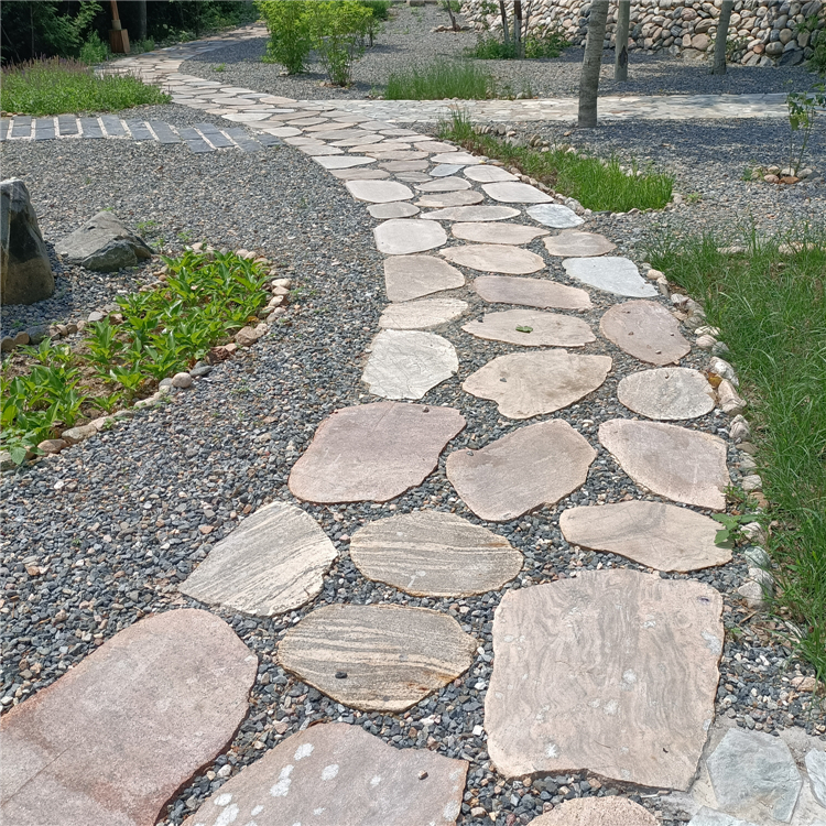 汀步石厂家鹅卵石切片大量批发4080厘米双切片蘑菇石