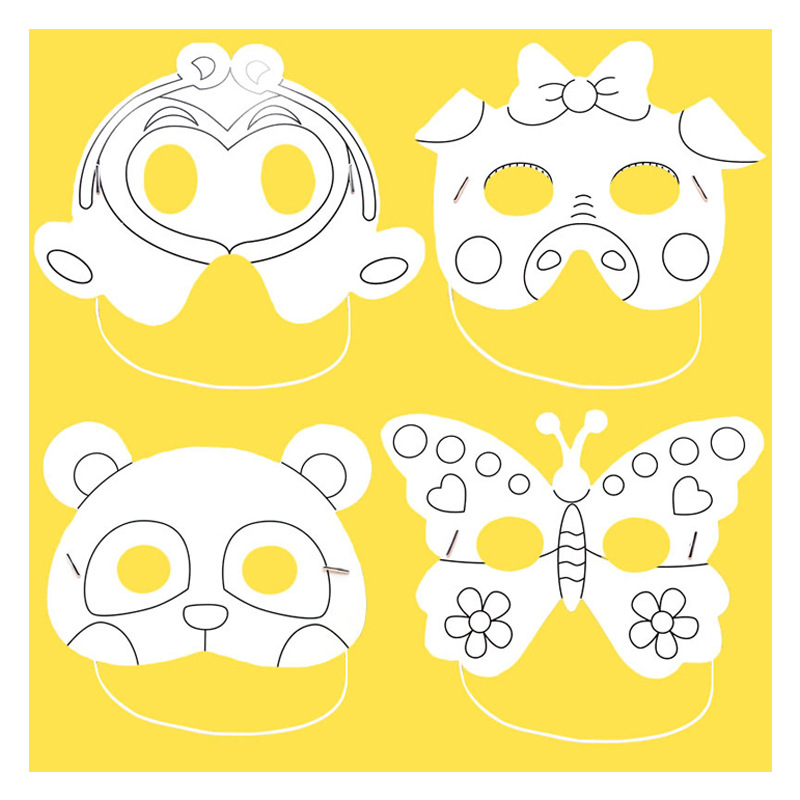 涂鸦空白面具幼儿园画画手工diy美术材料动物卡通儿童涂色绘画