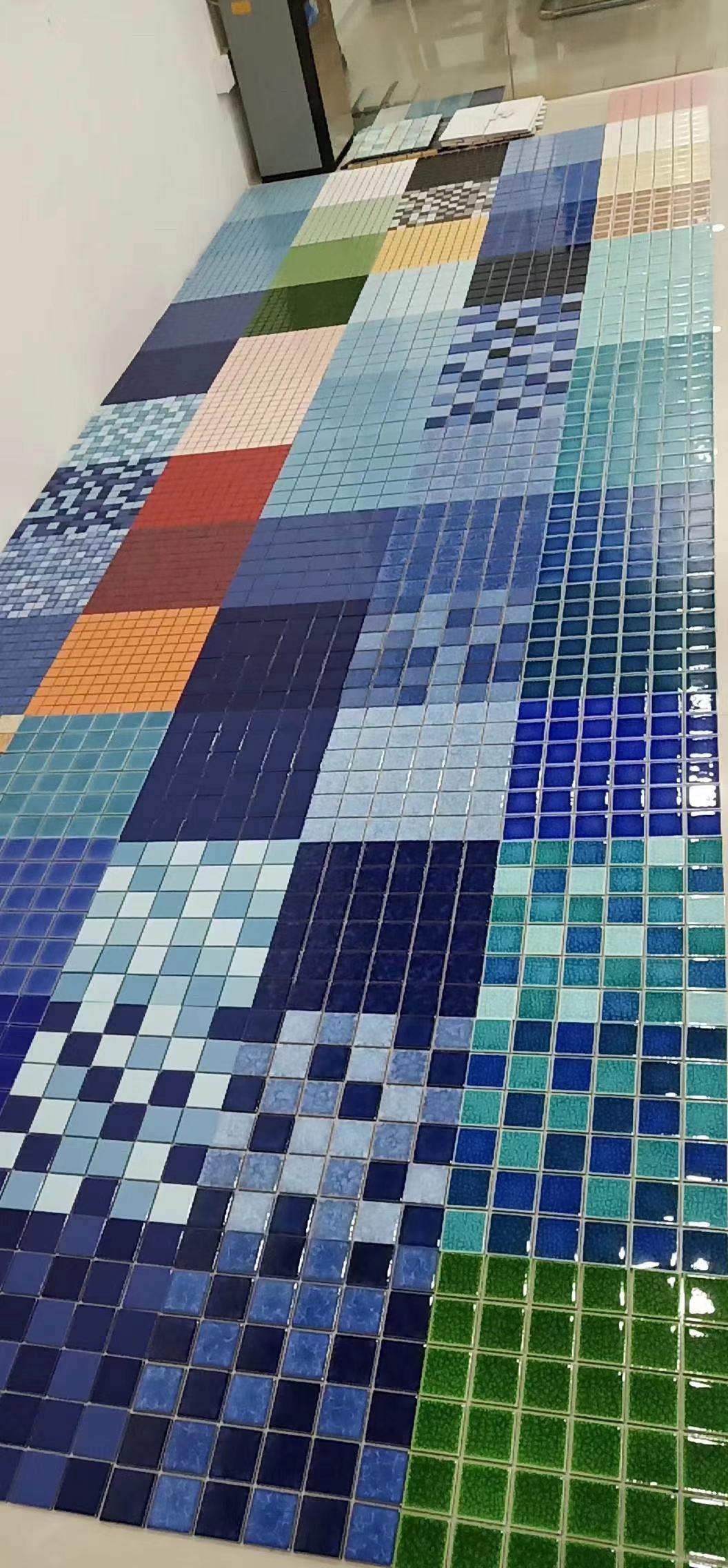 泳池马赛克拼图定制大型拼花马赛克2525mm