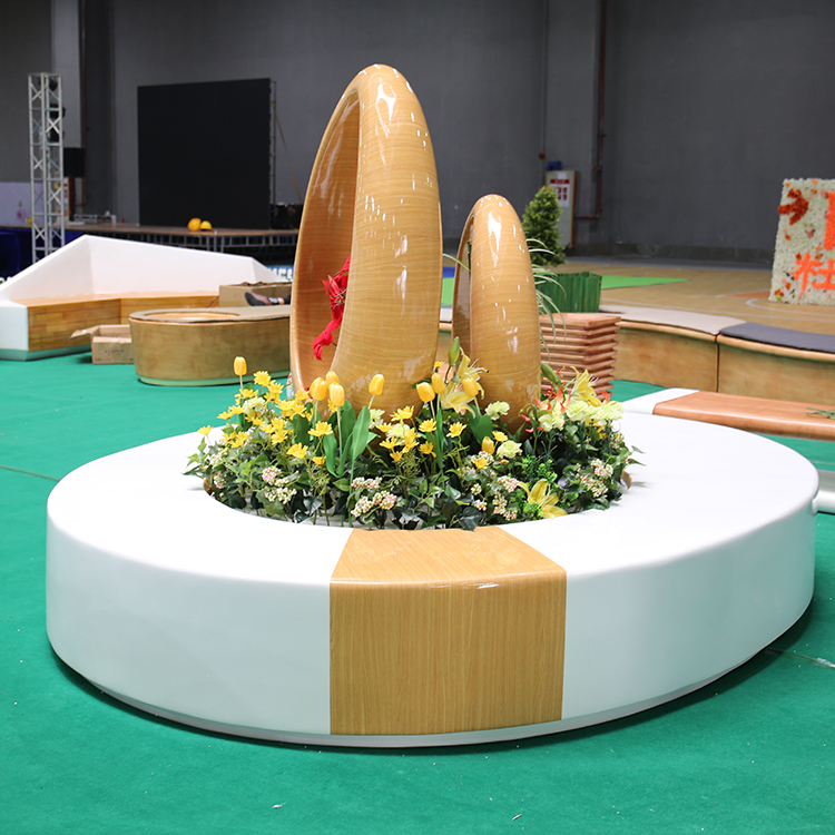 杜克实业 玻璃钢圆形花盆座椅 商场花坛树池坐凳 重庆美陈艺术凳子