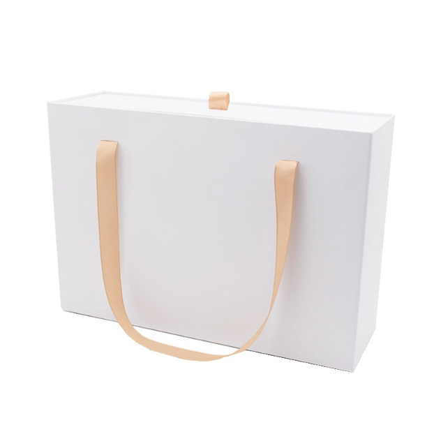 白色抽屉盒手提精裱盒礼物包装盒可加印logo简约礼盒支持定制