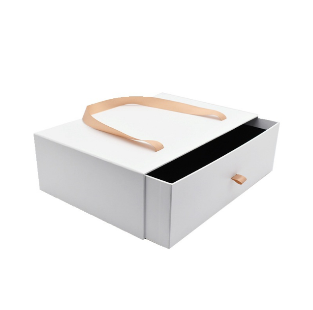 白色抽屉盒手提精裱盒礼物包装盒可加印logo简约礼盒支持定制