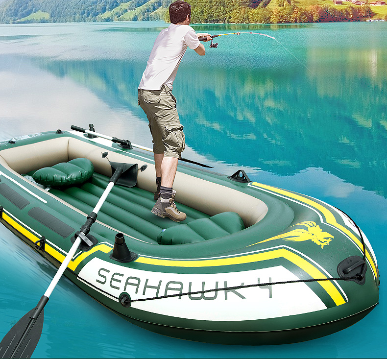 intex橡皮艇双人加厚皮划艇海鹰充气船气垫钓鱼船冲锋舟折叠34人