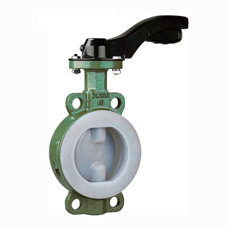 d71f46-16c衬氟蝶阀 铸钢体衬氟对夹蝶阀