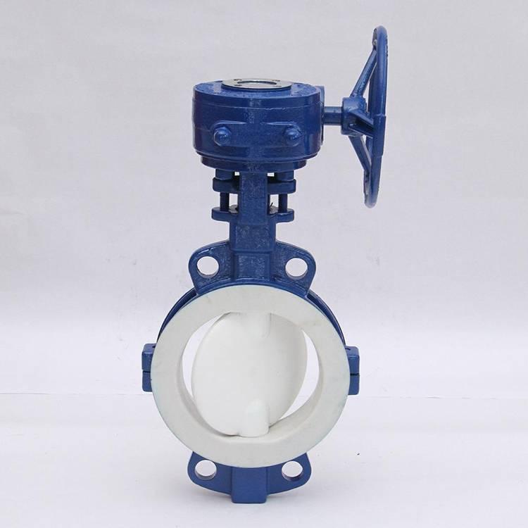 d371f46衬氟蝶阀 耐酸碱衬四氟对夹蝶阀