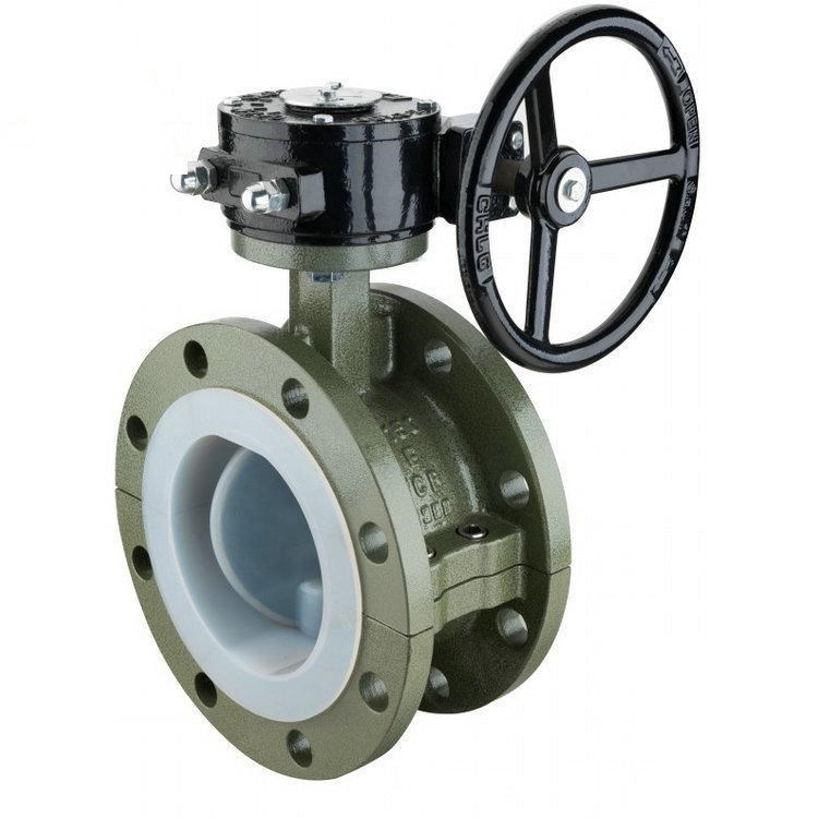 d341f46蜗轮法兰衬氟蝶阀 耐腐蚀衬氟法兰蝶阀